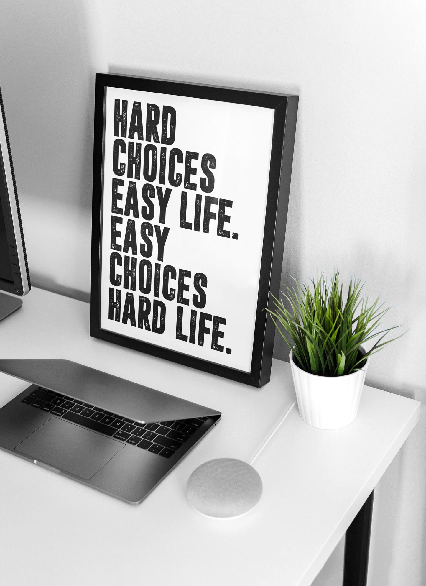 Hard Choices Easy Life | Wall art Quote, Minimalist, Wall art, Motivational, Inspirational Quotes, Motivation, Office Poster, Gym Home Décor