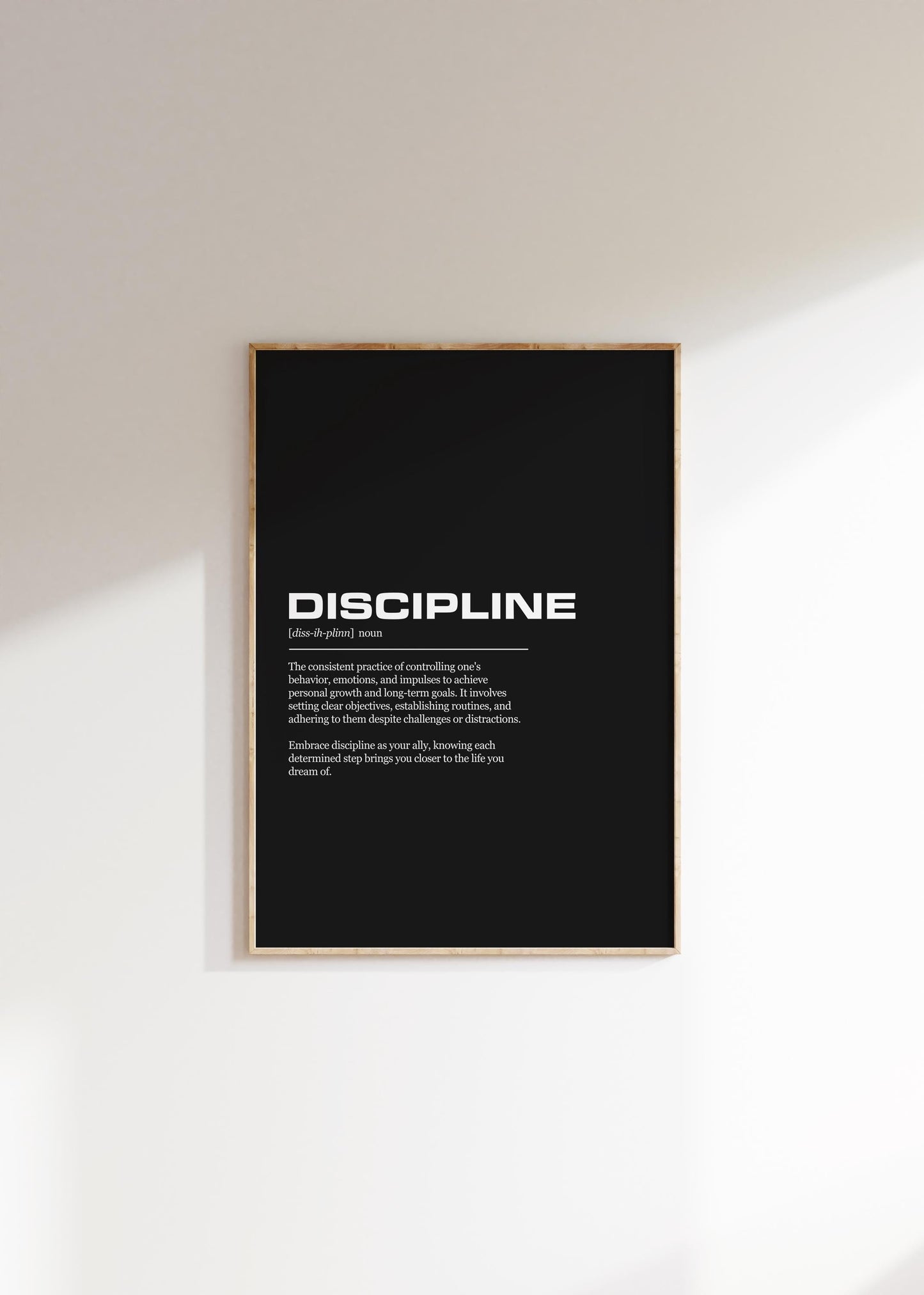 Discipline Definition Inspirational Office Poster Wall Art Print | Inspirational Quotes | Motivational Prints | Motivational Wall Decor