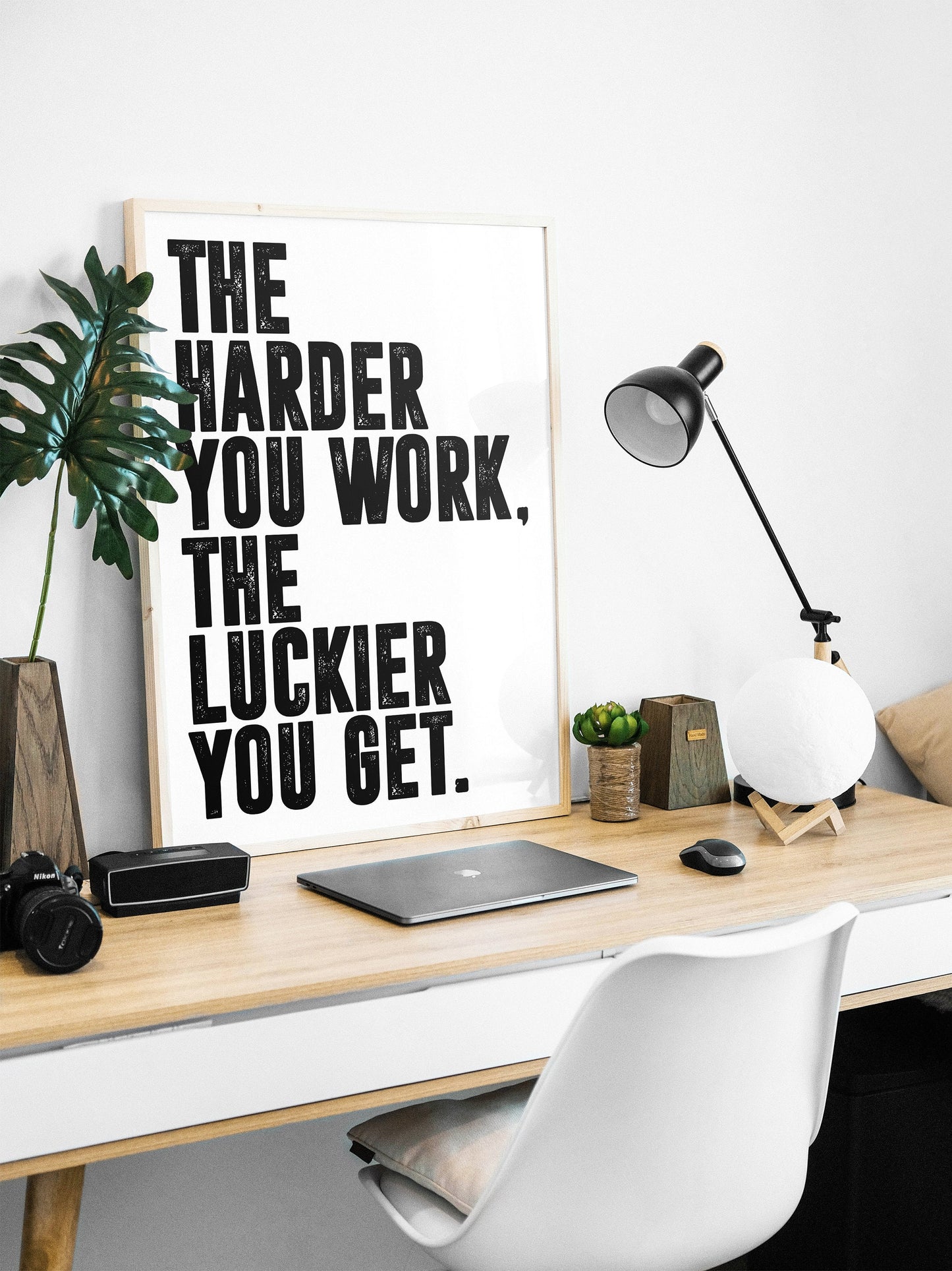 The Harder You Work, The Luckier You Get. | Motivational Poster, Wall Art Quote, Minimalist, Home Office, Gym Poster, Home Décor, Joe Rogan