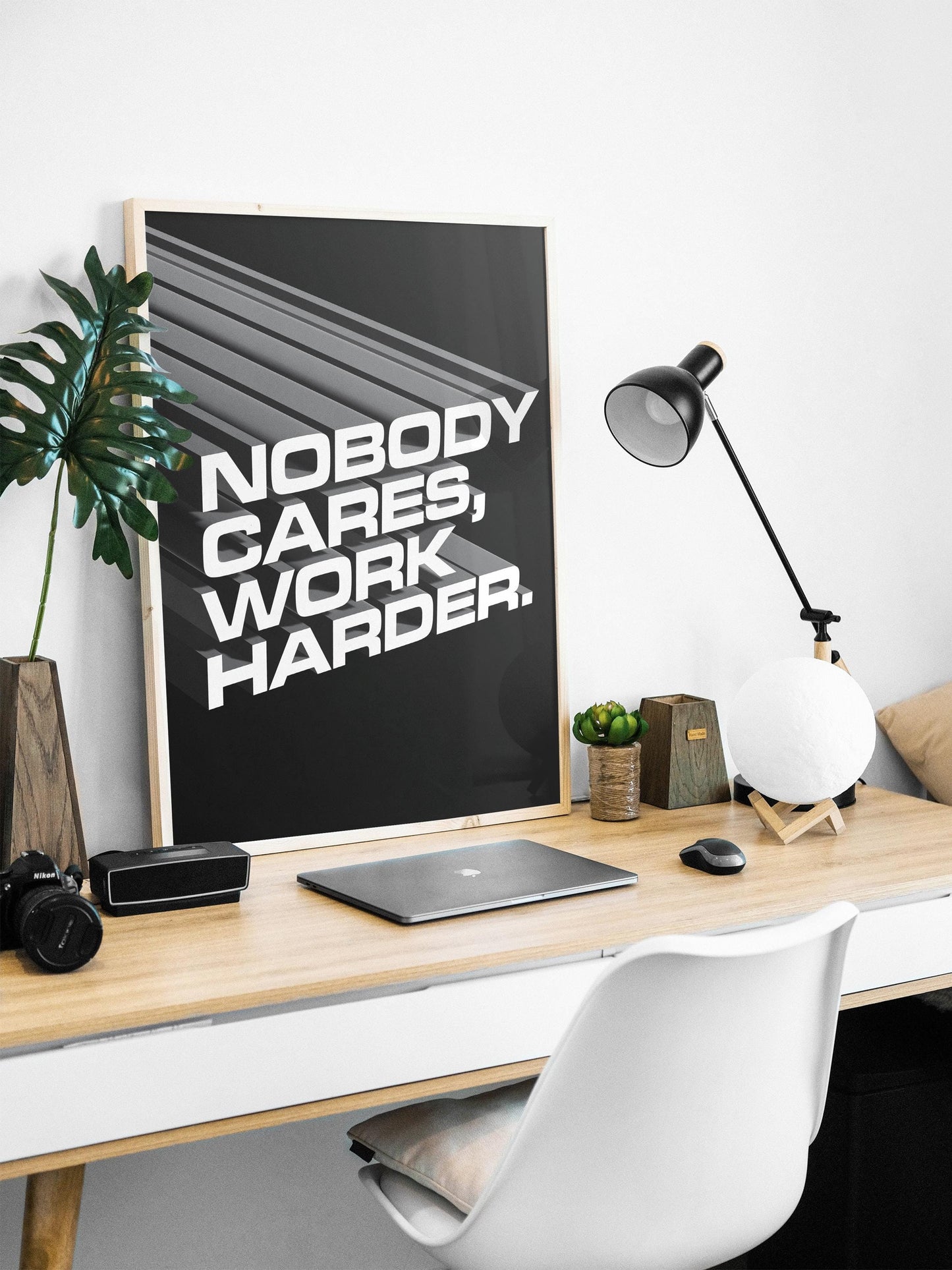 Jocko Willink Nobody Cares Work Harder 3D | Motivational Poster, Wall Art Quote, Minimalist, Home Office, Gym Poster, Home Décor, Joe Rogan