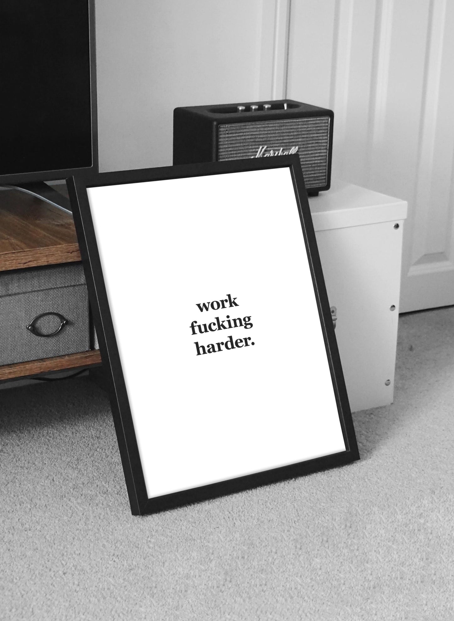 Work Fucking Harder. | Motivational Poster, Wall Art, Discipline, Home Office, Gym Poster, Inspirational, Office Art, Success Quote
