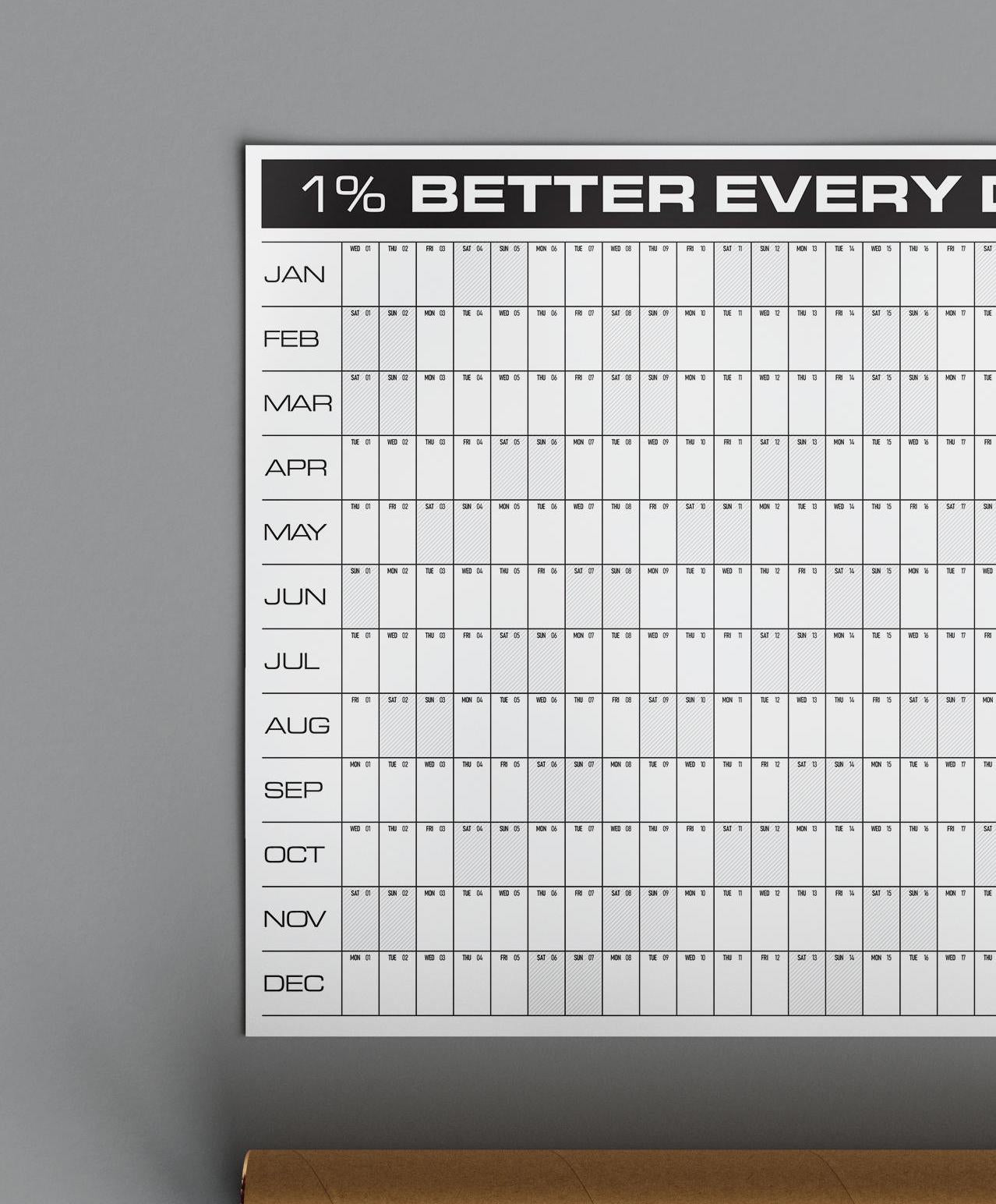 1 Percent Better Every Day | 2025 Block Year Planner | 2025 Wall Calendar | Monthly Planner | 2025 Year Planner | Horizontal A1 | Motivation