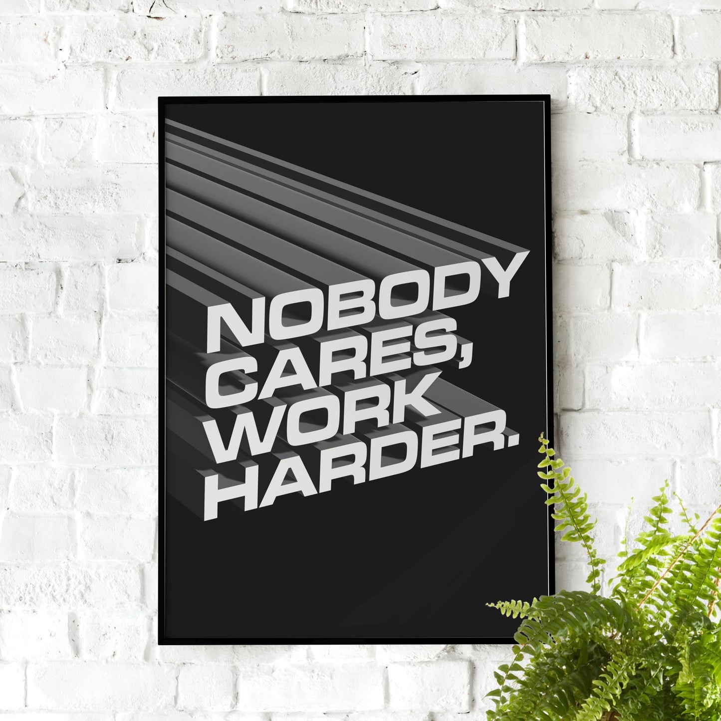 Jocko Willink Nobody Cares Work Harder 3D | Motivational Poster, Wall Art Quote, Minimalist, Home Office, Gym Poster, Home Décor, Joe Rogan