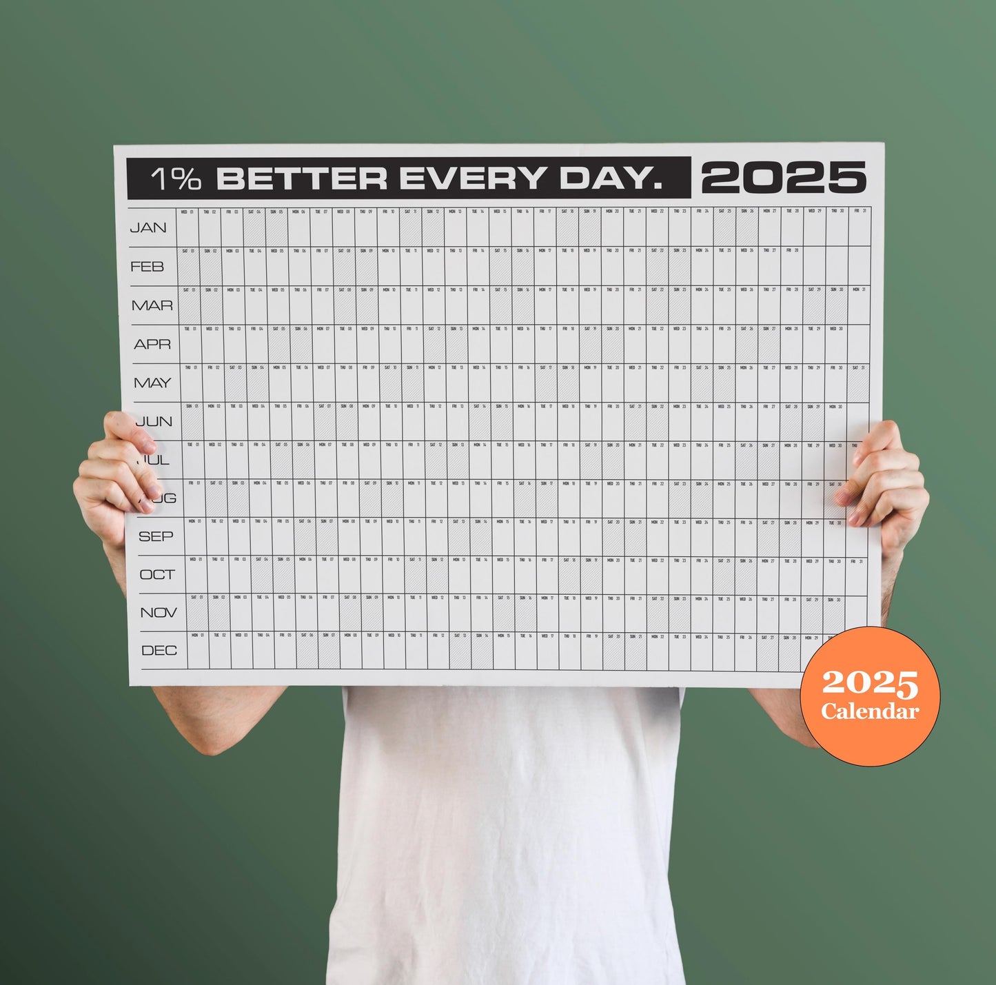 1 Percent Better Every Day | 2025 Block Year Planner | 2025 Wall Calendar | Monthly Planner | 2025 Year Planner | Horizontal A1 | Office