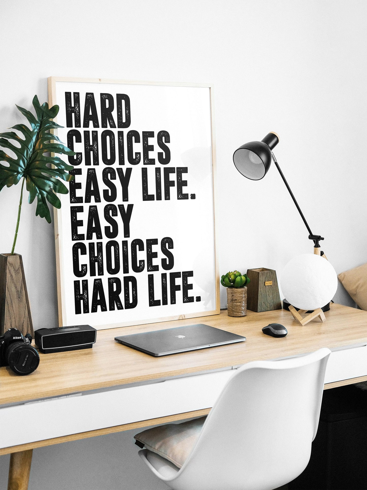Hard Choices Easy Life | Wall art Quote, Minimalist, Wall art, Motivational, Inspirational Quotes, Motivation, Office Poster, Gym Home Décor