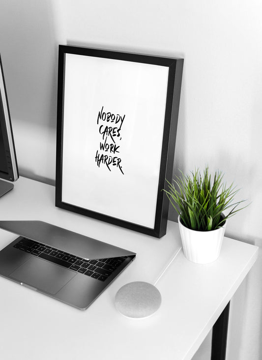 Jocko Willink Nobody Cares Work Harder | Motivational Poster, Wall Art Quote, Minimalist, Home Office, Gym Poster, Home Décor, Joe Rogan