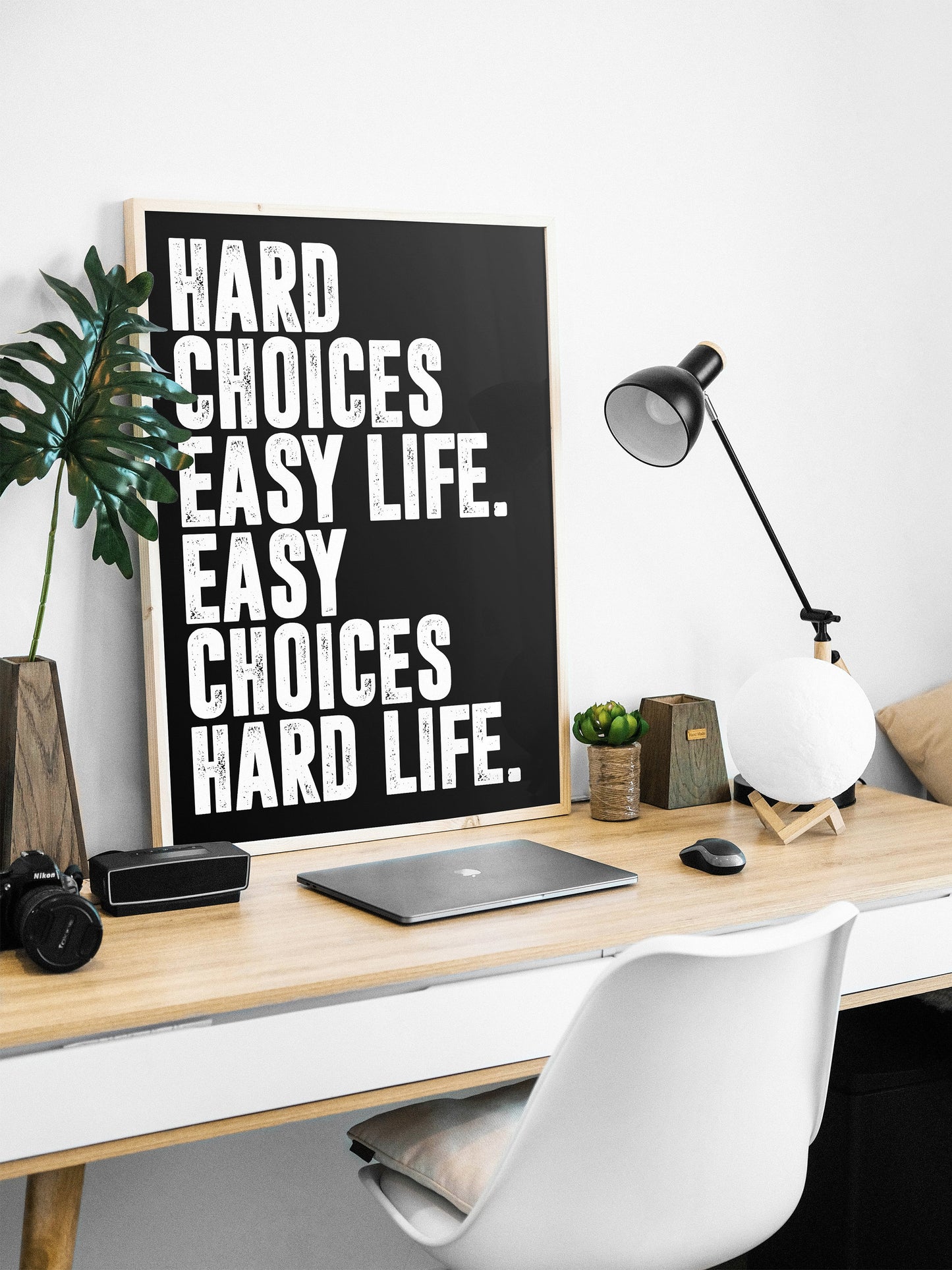 Hard Choices Easy Life | Wall art Quote, Minimalist, Wall art, Motivational, Inspirational Quotes, Motivation, Office Poster, Gym Home Décor