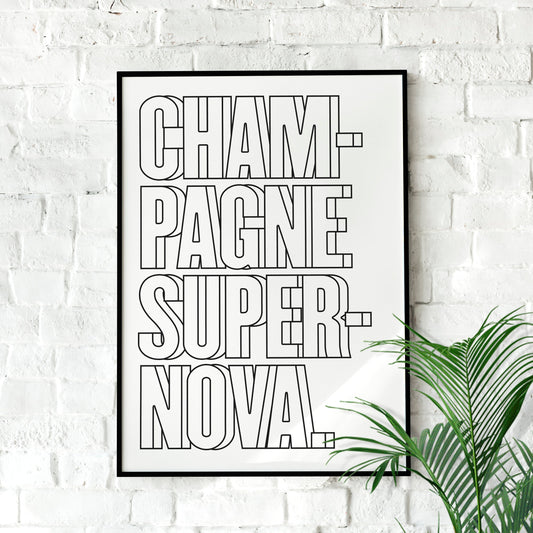 Oasis Champagne Supernova | Lyric art, Minimalist, Wall Decor, Music poster, Oasis Wall art, lyric poster, Office Poster, Home Décor