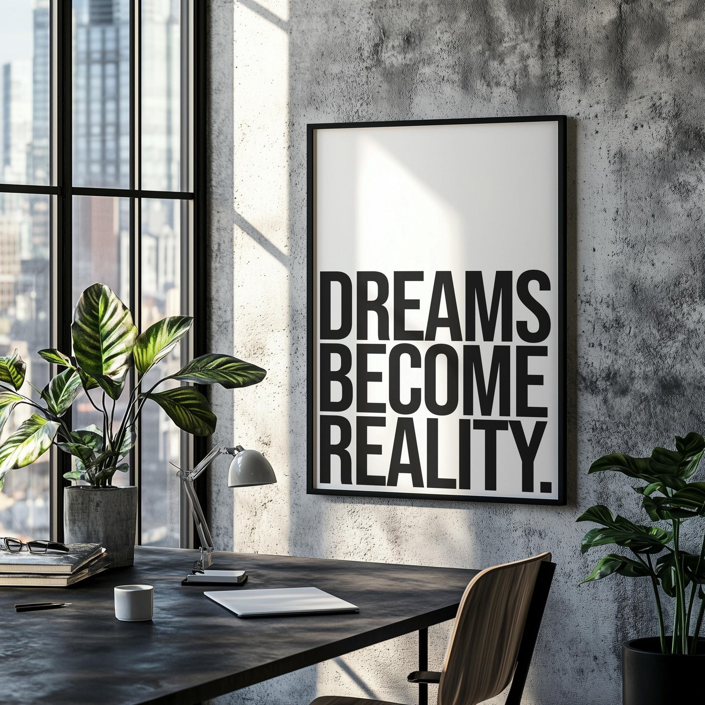 Dreams Become Reality | Motivational Poster, Wall Art, Discipline, Home Office, Gym Poster, Inspirational, Office Art, Success Quote