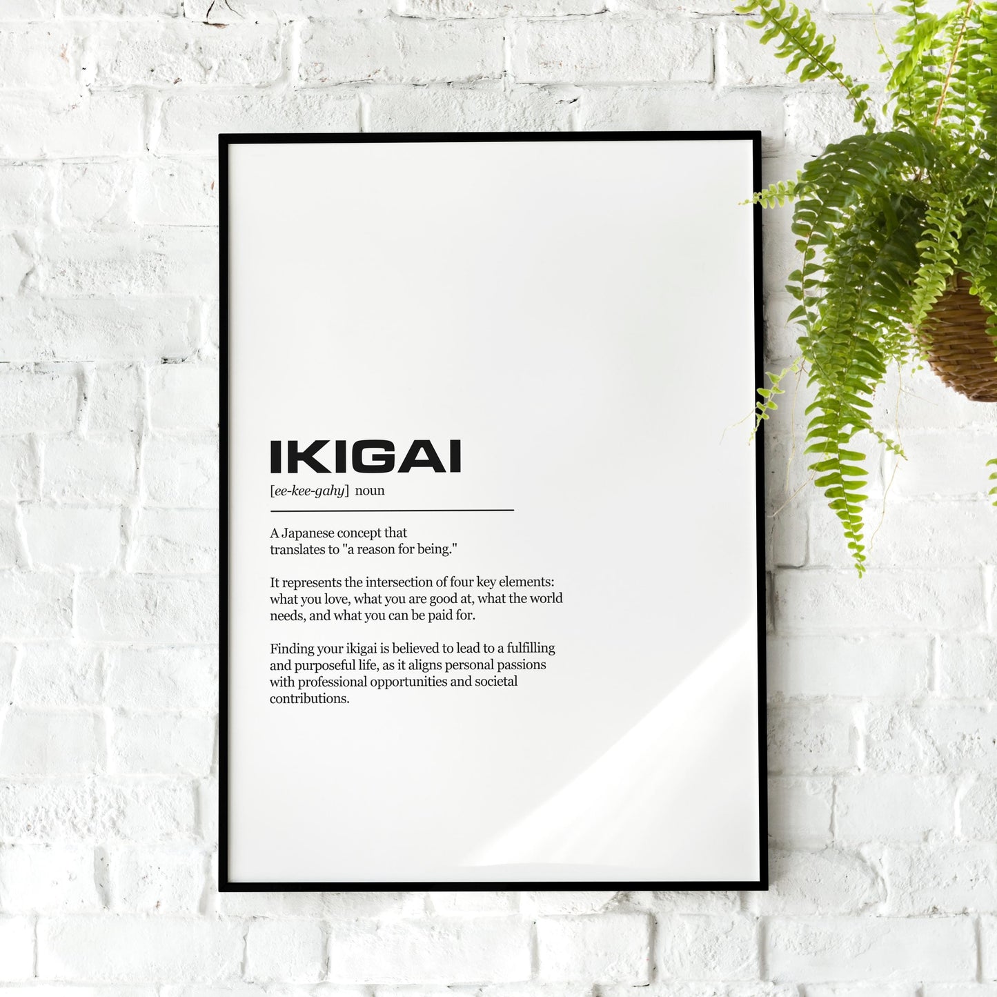 Ikigai Definition Inspirational Office Poster Wall Art Print | Inspirational Quotes | Motivational Prints | Motivational Wall Decor