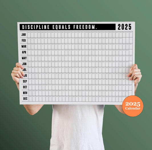 Discipline Equals Freedom | 2025 Block Year Planner | 2025 Wall Calendar | Monthly Planner | 2025 Year Planner | Horizontal A1 | Office