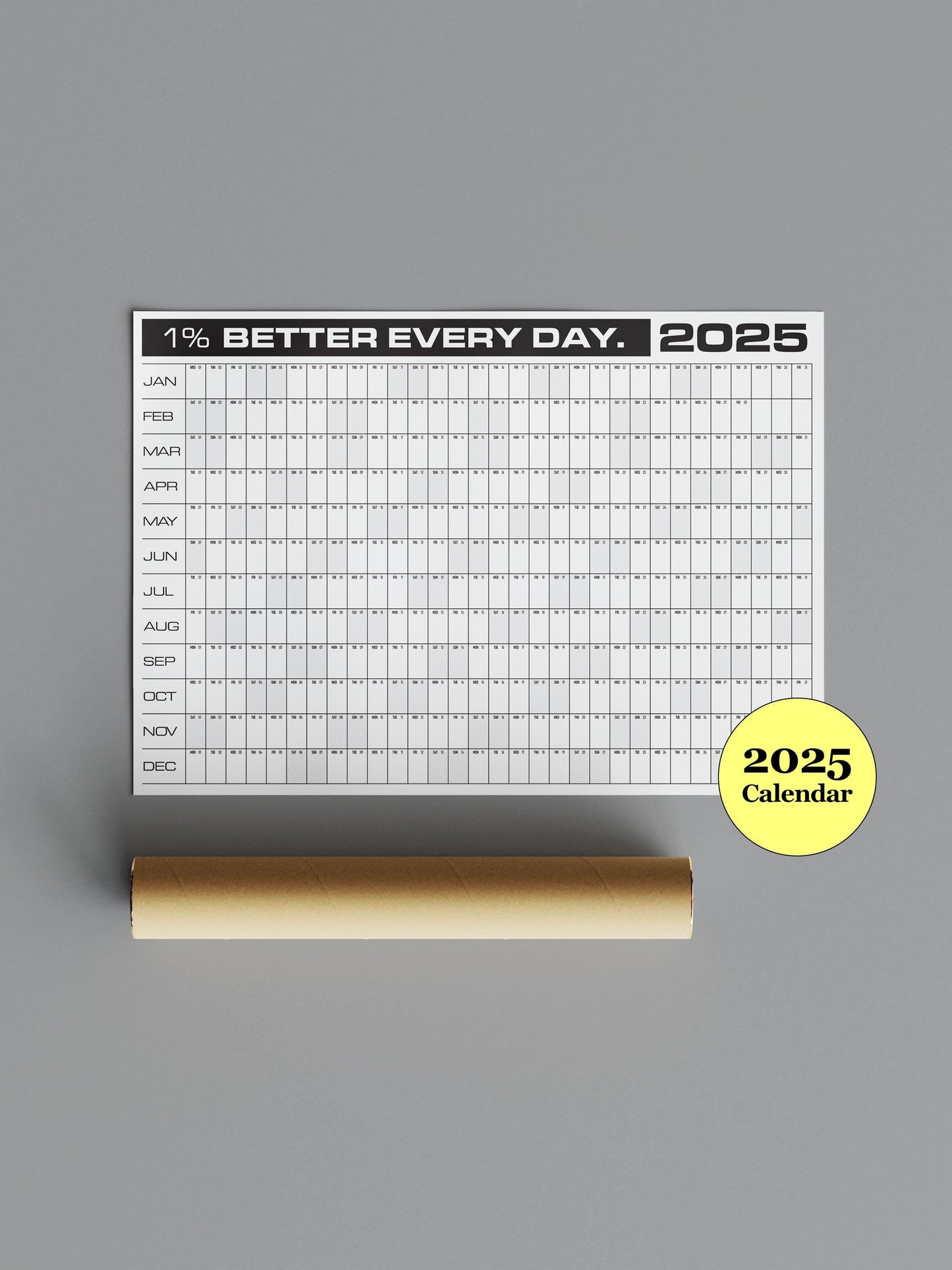 1 Percent Better Every Day | 2025 Block Year Planner | 2025 Wall Calendar | Monthly Planner | 2025 Year Planner | Horizontal A1 | Motivation