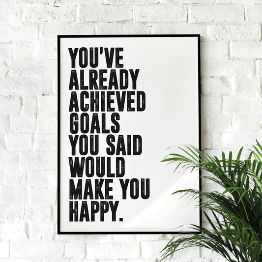 Alex Hormozi - You've Already Achieved Goals Quote | Motivational Poster, Wall Art, Minimalist, Home Office, Gym Poster, Joe Rogan, Quote