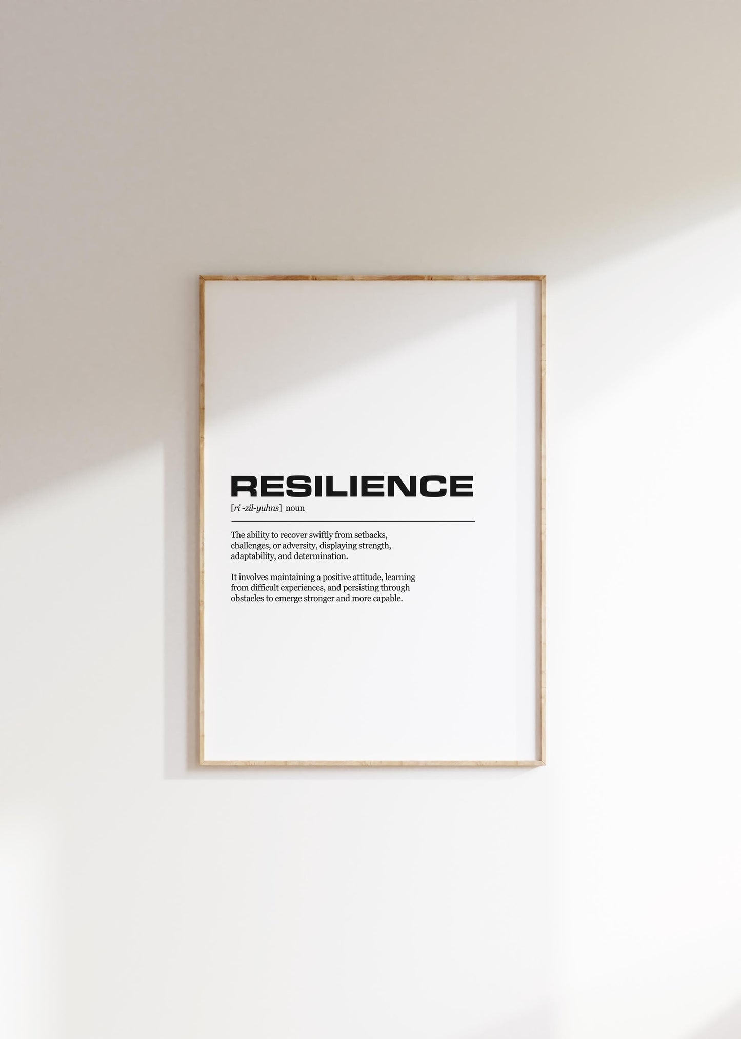 Resilience Definition Inspirational Office Poster Wall Art Print | Inspirational Quotes | Motivational Prints | Motivational Wall Decor