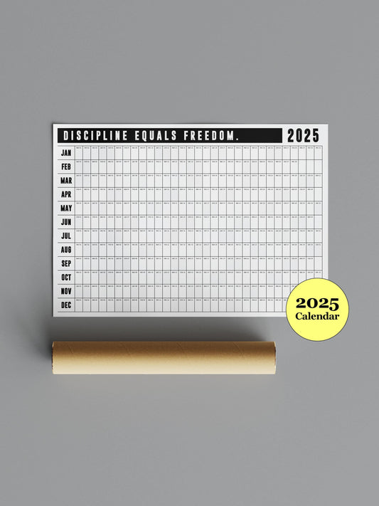 Discipline Equals Freedom | 2025 Block Year Planner | 2025 Wall Calendar | Monthly Planner | 2025 Year Planner | Horizontal A1 | Office