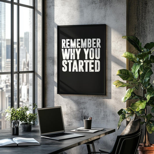 Remember Why You Started | Motivational poster, Inspirational wall art, Minimalist art, Home Décor, Inspirational Quotes, Gym motivation