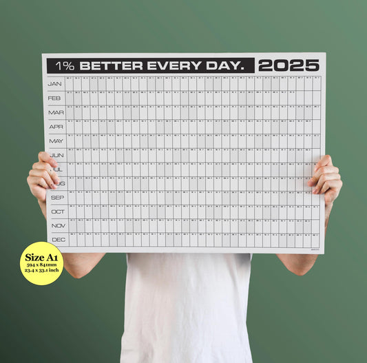 1 Percent Better Every Day | 2025 Block Year Planner | 2025 Wall Calendar | Monthly Planner | 2025 Year Planner | Horizontal A1 | Motivation