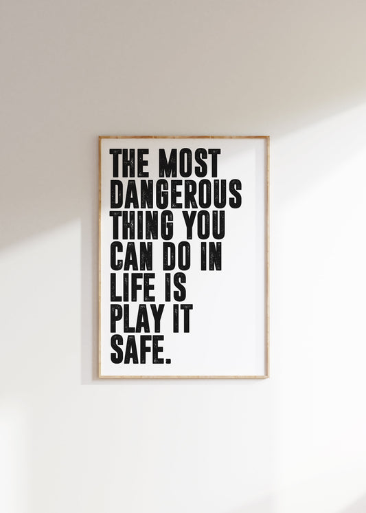 Play it Safe Poster | Motivational Poster, Wall Art Quote, Minimalist, Home Office art, Inspirational Quotes, Home Décor, Quote Prints,