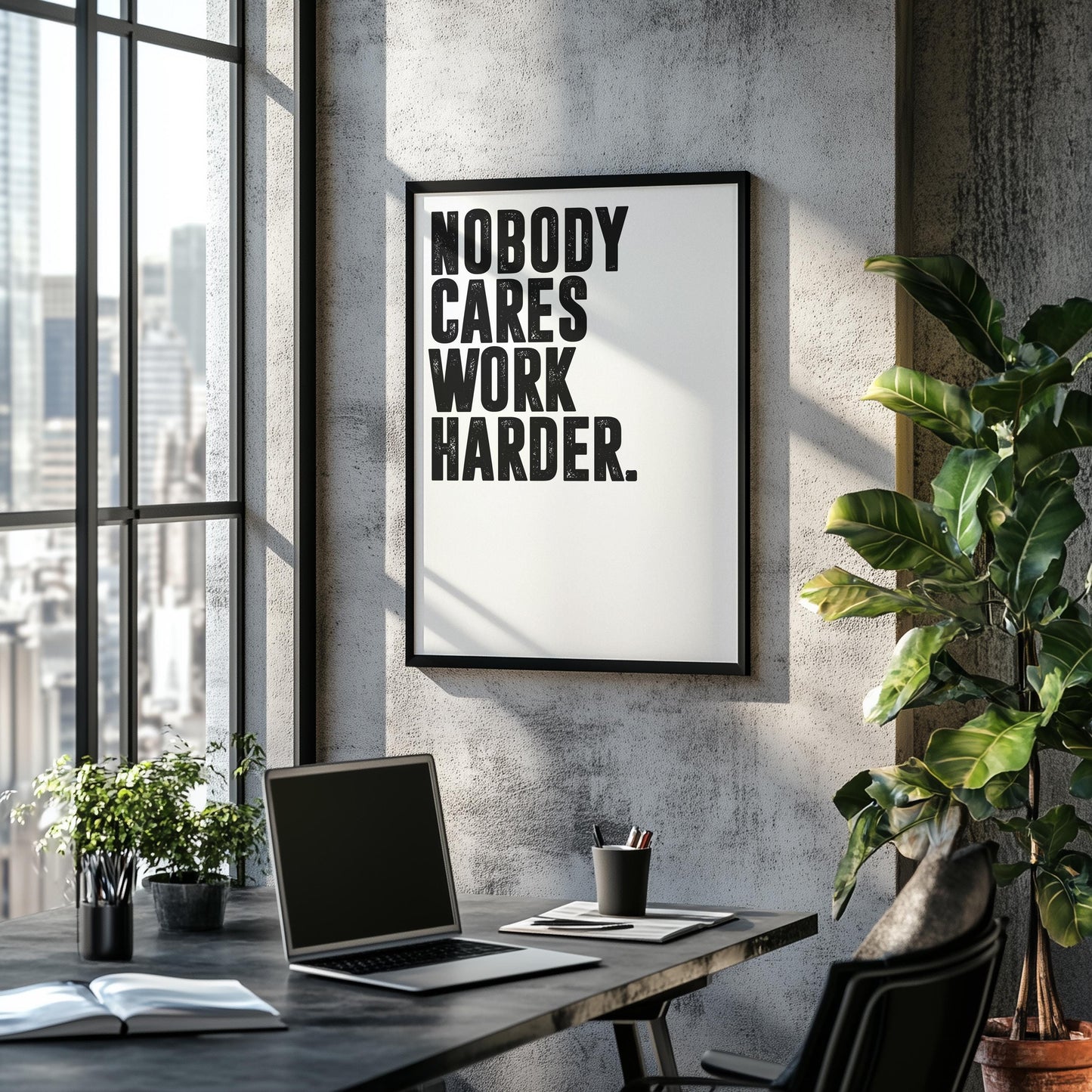 Jocko Willink Nobody Cares Work Harder | Motivational Poster, Wall Art Quote, Minimalist, Home Office, Gym Poster, Home Décor, Joe Rogan