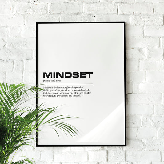 Mindset Definition Inspirational Office Poster Wall Art Print | Inspirational Quotes | Motivational Prints | Motivational Wall Decor