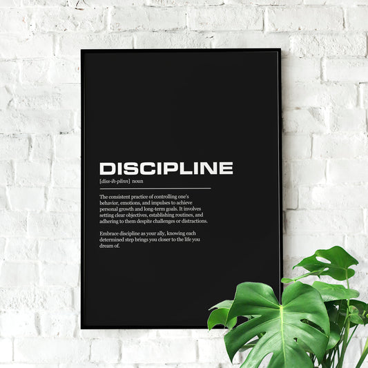Discipline Definition Inspirational Office Poster Wall Art Print | Inspirational Quotes | Motivational Prints | Motivational Wall Decor
