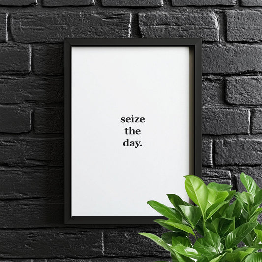 Seize The Day | Motivational Poster, Wall Art, Discipline, Home Office, Gym Poster, Inspirational, Office Art, Success Quote
