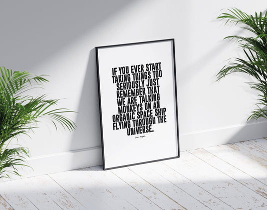 Joe Rogan Talking Monkeys | Motivational Poster, Wall Art Quote, Minimalist, Home Office Print, Inspirational Quotes, Home Décor, Motivation