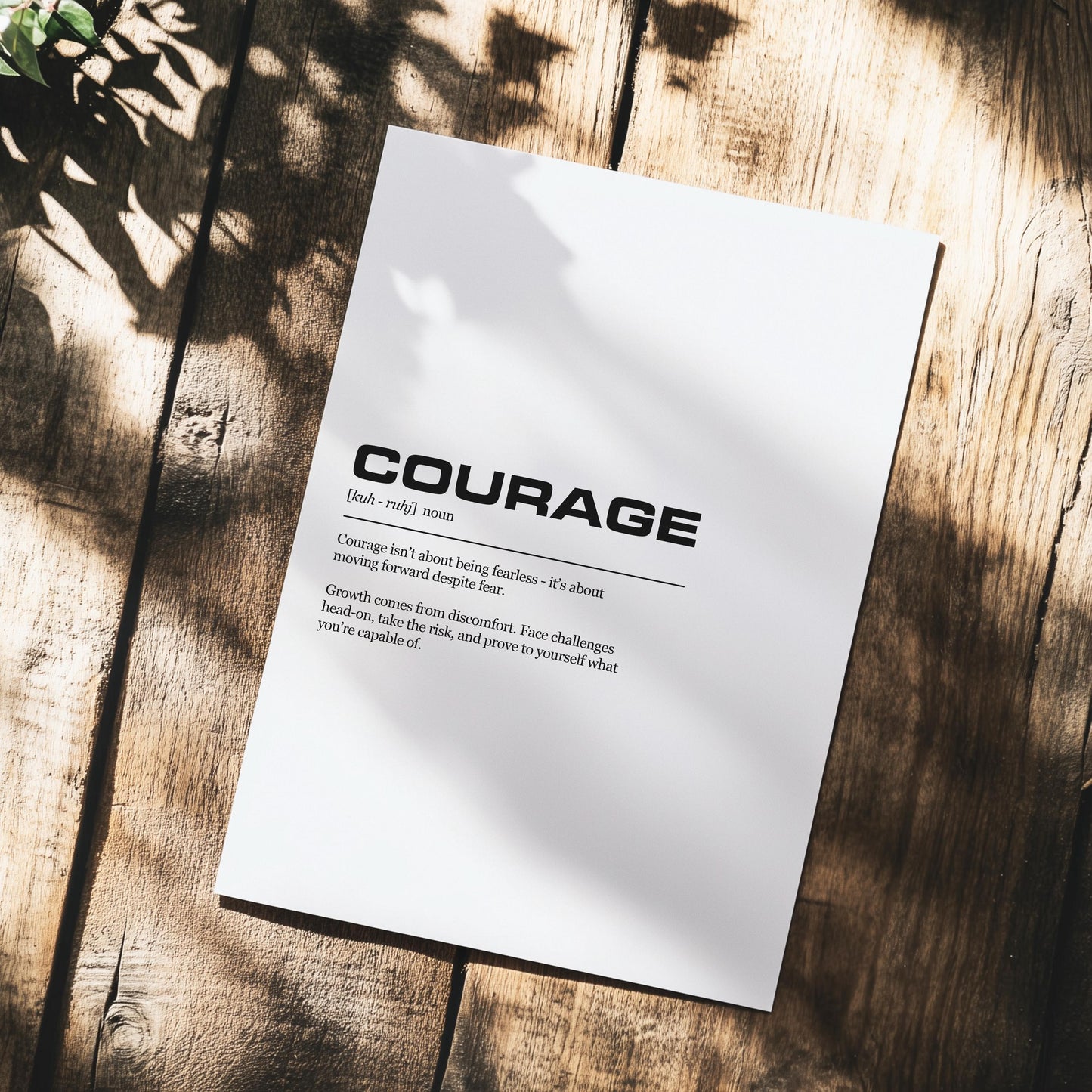 Courage Definition Inspirational Office Poster Wall Art Print | Inspirational Quotes | Motivational Prints | Motivational Wall Decor