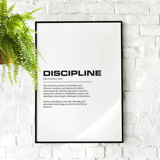 Discipline Definition Inspirational Office Poster Wall Art Print | Inspirational Quotes | Motivational Prints | Motivational Wall Decor