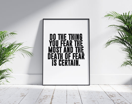 Death of Fear| Motivational Poster Wall art Quote, Minimalist, Wall Decor, Inspirational Quotes, Gym Motivation, Office Wall Art, Home Décor
