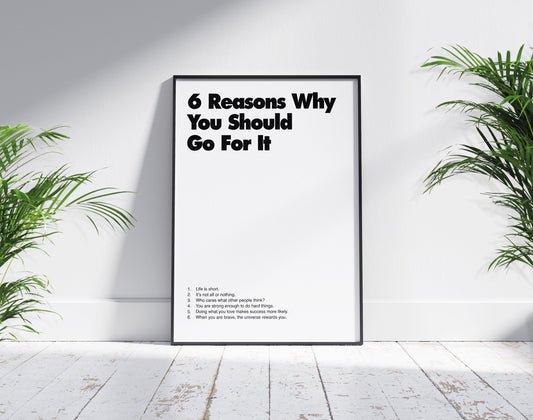6 Reasons | Retro Poster, Minimalist, Wall Decor, Motivational poster, Inspirational Wall art, Motivation, Office Poster, Home Décor