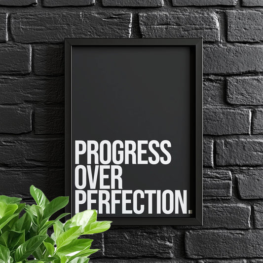 Progress Over Perfection | Motivational Poster, Wall Art, Discipline, Home Office, Gym Poster, Inspirational, Office Art, Success Quote
