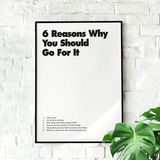 6 Reasons | Retro Poster, Minimalist, Wall Decor, Motivational poster, Inspirational Wall art, Motivation, Office Poster, Home Décor