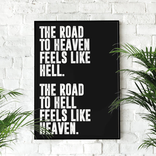 Road to Heaven | Motivational Poster, Wall Art, Discipline, Home Office, Gym Poster, Inspirational, Office Art, Success Quote