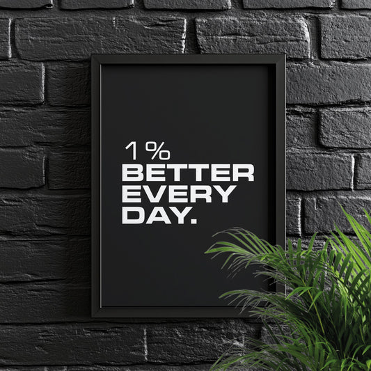 1% Better Every Day | Motivational Poster, Wall Art, Discipline, Home Office, Gym Poster, Inspirational, Office Art, Success Quote
