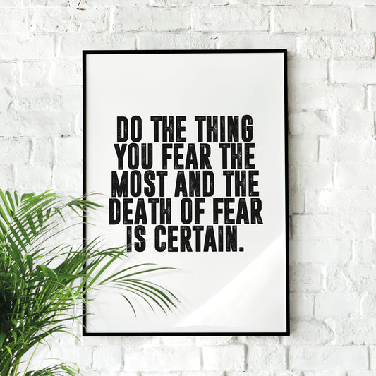 Death of Fear| Motivational Poster Wall art Quote, Minimalist, Wall Decor, Inspirational Quotes, Gym Motivation, Office Wall Art, Home Décor