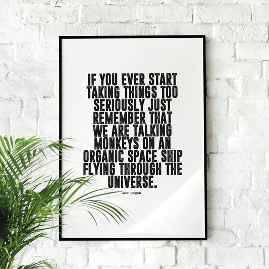 Joe Rogan Talking Monkeys | Motivational Poster, Wall Art Quote, Minimalist, Home Office Print, Inspirational Quotes, Home Décor, Motivation